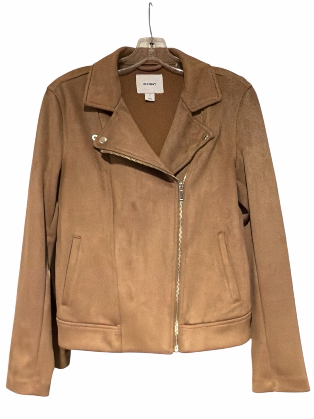 Old Navy Women's Camel Faux Suede Moto Jacket